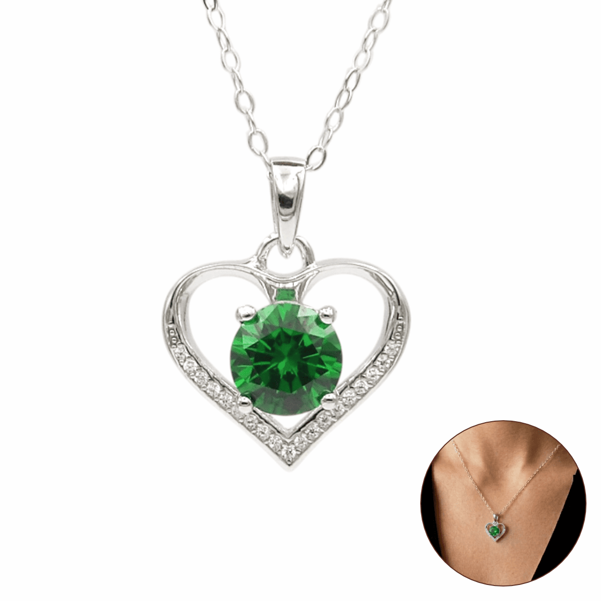 Colar Feminino Coração Prata 925 Zircônia Presente Efinally