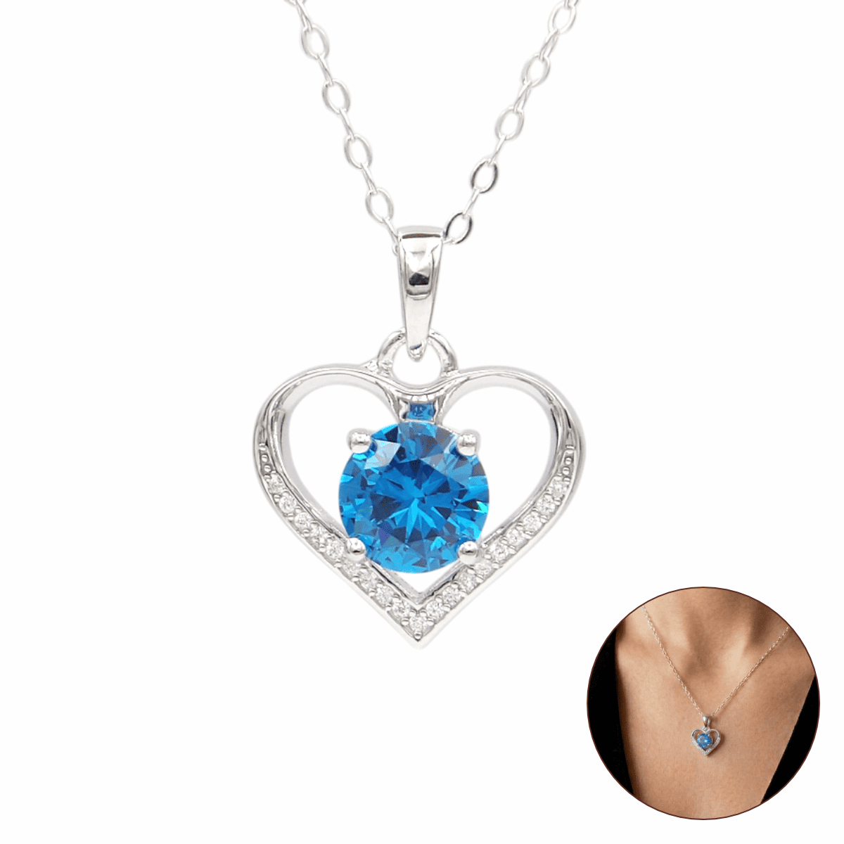 Colar Prata 925 Feminino Coração Zircônia Presente Efinally