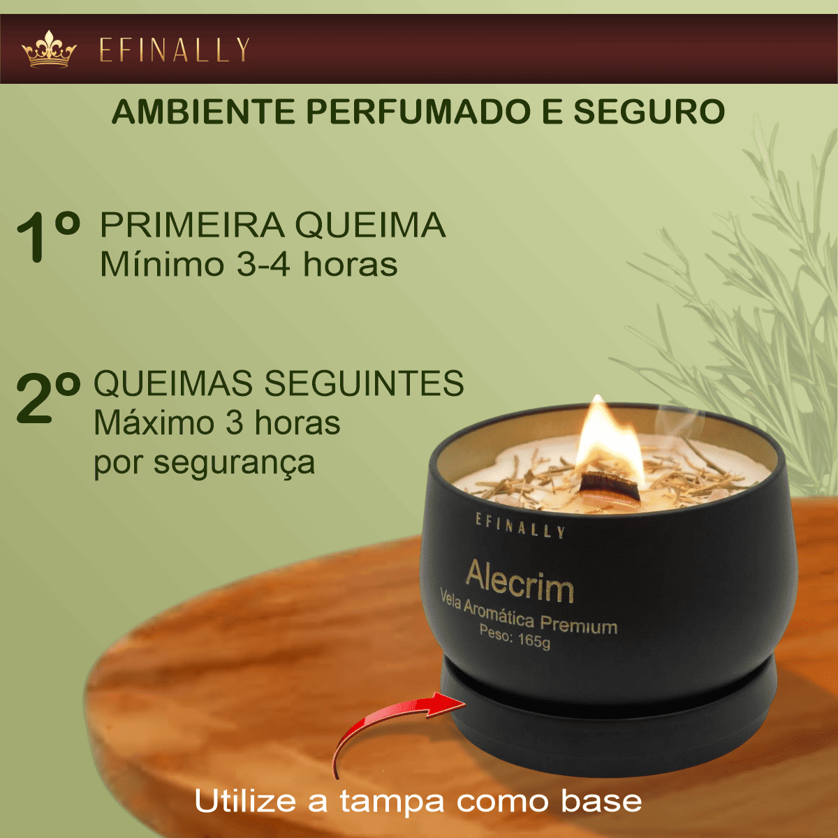 Vela Aromática Decorativa Ambiente Alecrim Efinally - Imagem 3