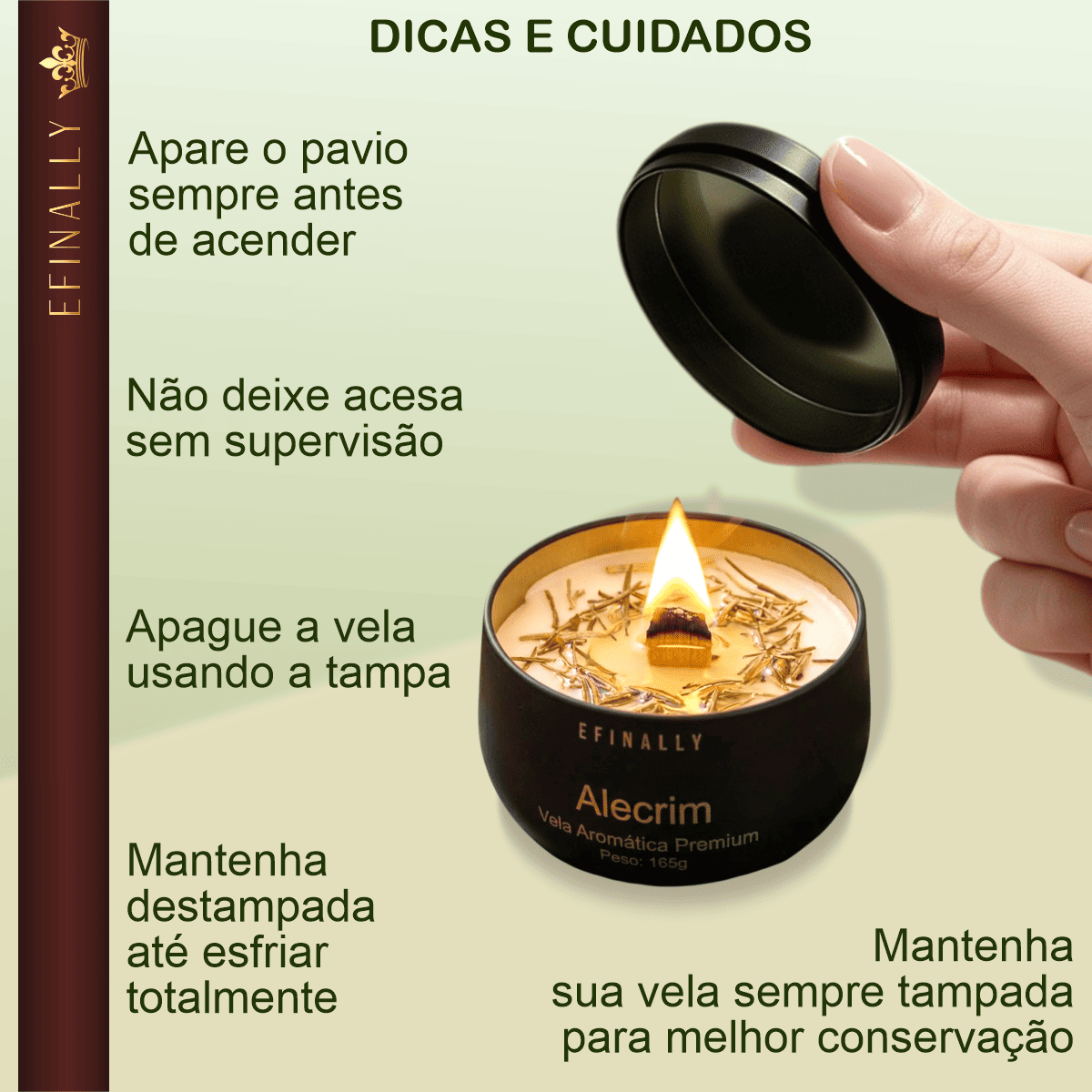 Vela Aromática Decorativa Ambiente Alecrim Efinally - Imagem 7